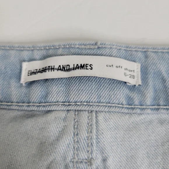 Elizabeth and James Cut Off Shorts Sz 28 Denim Raw Hem Light Wash Organic Cotton - Picture 10 of 15
